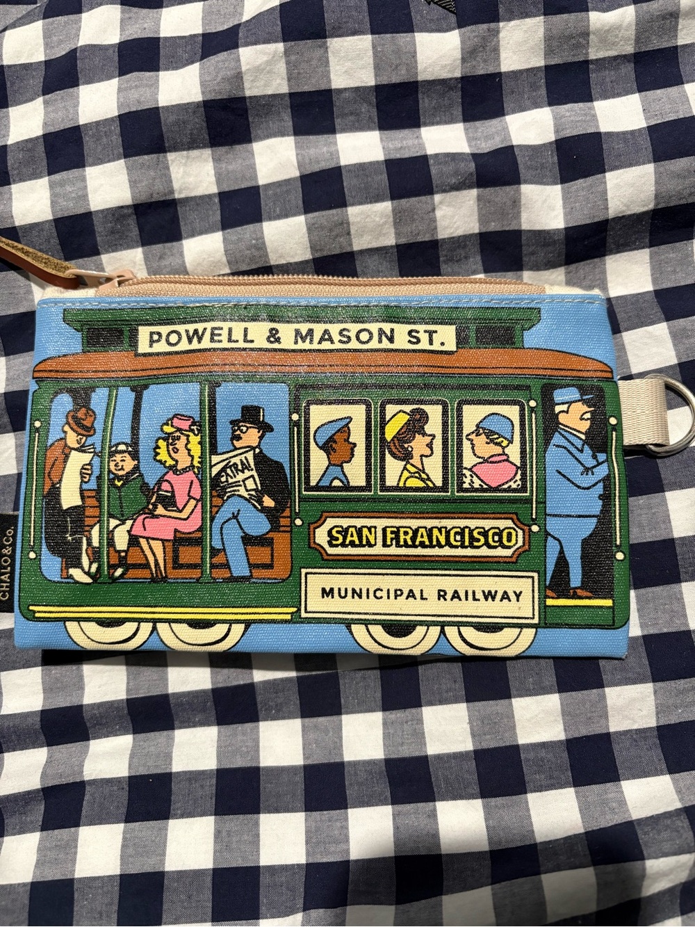San Francisco Cable Car Zip Pouch by - Blue